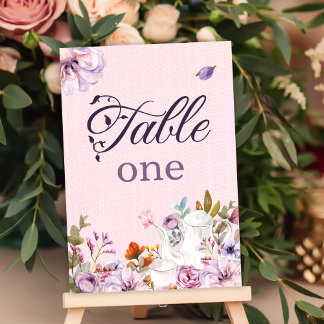 Pink Watercolor Blumenkohl Party Thema Tischnummer