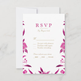 Pink Watercolor Blumenzwiebelblume Chinoiserie Hoc RSVP Karte