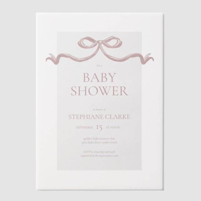 Pink Watercolor Bow Babydusche (Vorderseite)