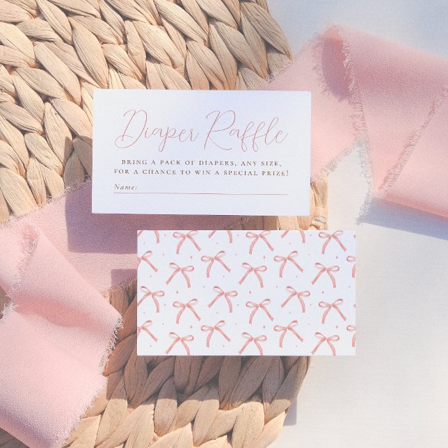 Pink Watercolor Bow Calligraphy Girl Babydusche Begleitkarte (Von Creator hochgeladen)