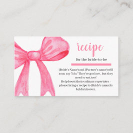 Pink Watercolor Bow Coquette Recipe Request Begleitkarte