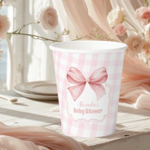 Pink Watercolor Bow Girl Babydusche