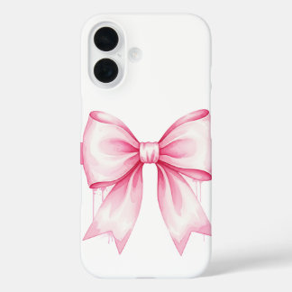 Pink Watercolor Bow iPhone 16 Fall Hülle