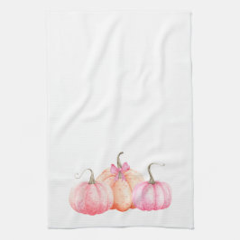 Pink Watercolor Bow Pumpkins für den Fall Geschirrtuch