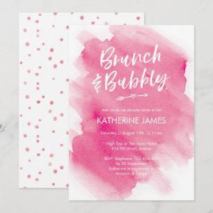 Pink Watercolor Brunch & Bubbly Dusche Einladung