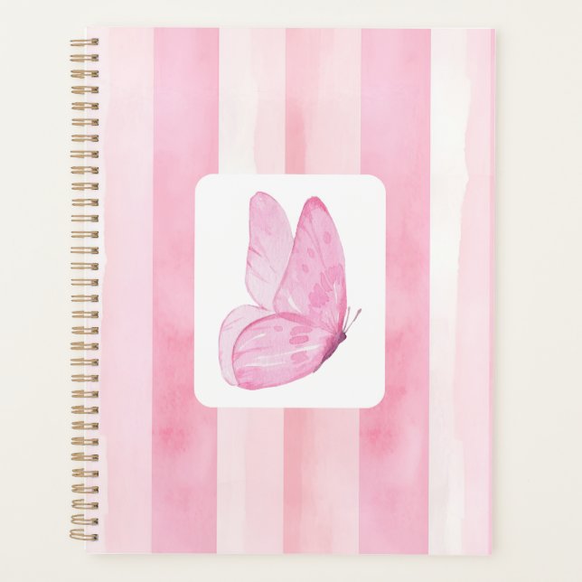 Pink Watercolor Butterfly – Soft Feminine Pastel D Planer (Vorderseite)