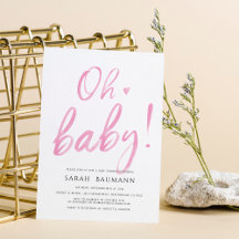 Pink Watercolor Calligraphy Kinderdusche Einladung