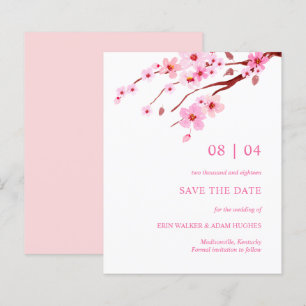 Pink Watercolor Cherry Blossom Save the Date