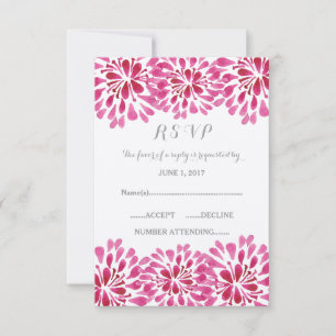 Pink Watercolor Chrysanthemum RSVP Card Karte
