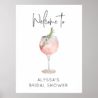 Pink Watercolor Cocktail Brautparty Willkommen