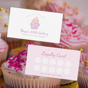 Pink Watercolor-Cupcake-Bäckerei Visitenkarte