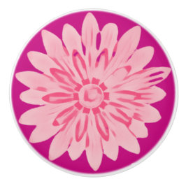 Pink Watercolor Daisies Keramikknauf