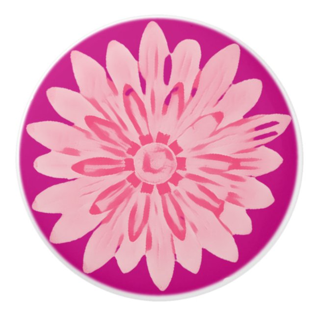 Pink Watercolor Daisies Keramikknauf (Vorderseite)