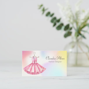 Pink Watercolor Dress Fashion Designer Visitenkarte
