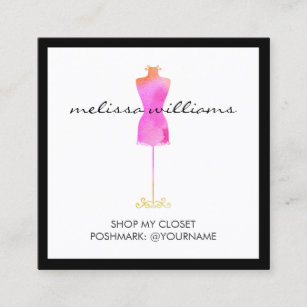 Pink Watercolor Dress Mannequin Poshmark Verkäufer Quadratische Visitenkarte