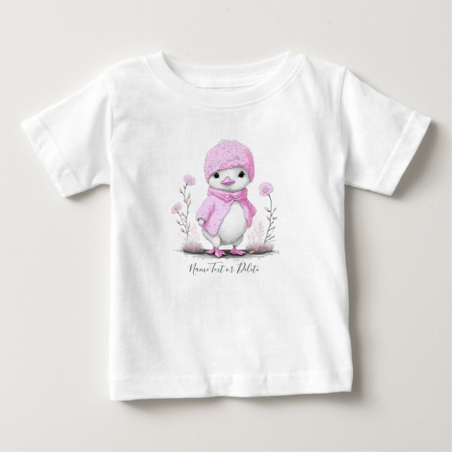 Pink Watercolor Duck Baby T - Shirt (Vorderseite)