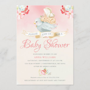 Pink Watercolor Fairy Baby Dusche Einladung