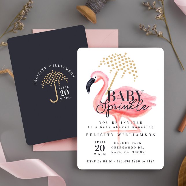 Pink Watercolor Flamingo Baby Sprinkle Baby Dusche Einladung (Pink Watercolor Flamingo Baby Sprinkle Baby Shower Invitation)