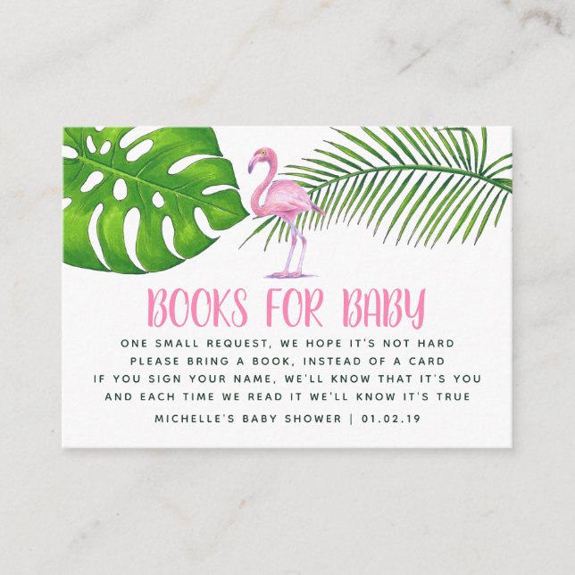 Pink Watercolor Flamingo Babydusche Buchungsanfrag Begleitkarte (Vorderseite)