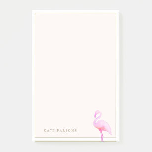 Pink Watercolor Flamingo Notepad Post-it Klebezettel