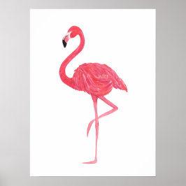 Pink Watercolor Flamingo Print Poster