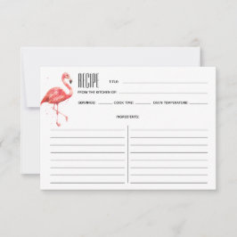 Pink Watercolor Flamingo Rezept Karte