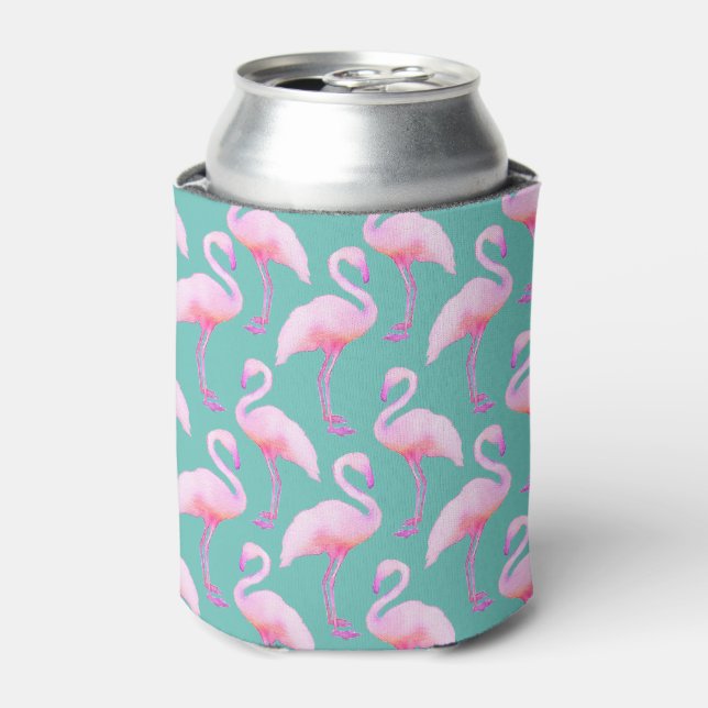 Pink Watercolor Flamingo Tissue Dosenkühler (Kanne Vorderseite)