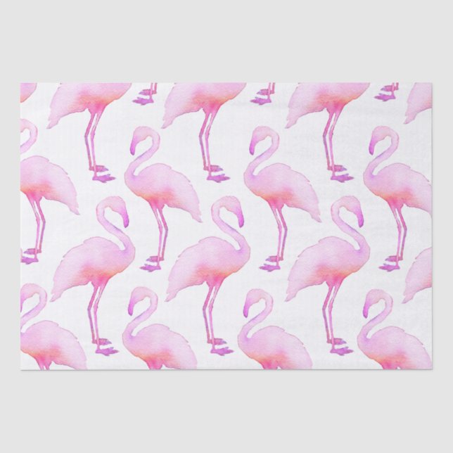 Pink Watercolor Flamingo Tissue Seidenpapier (Vorderseite)