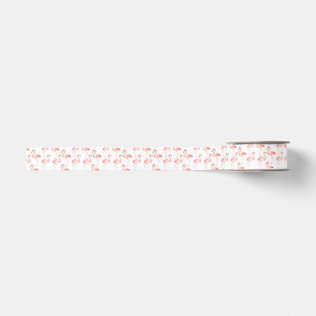 Pink Watercolor Flamingos Ripsband (Vorderseite)