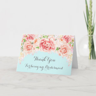 Pink Watercolor Floral Blue Danke Bridesmaid