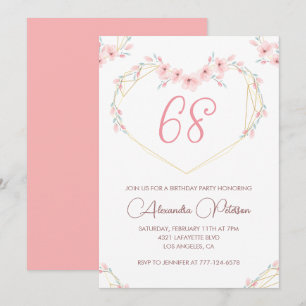 Pink Watercolor Floral Boho 68. Einladung