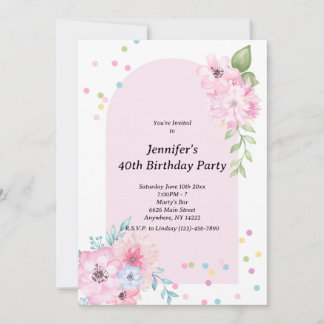 Pink Watercolor Floral Bouquet Einladung