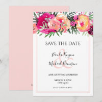 Pink Watercolor Floral Enregistrer les cartes de d