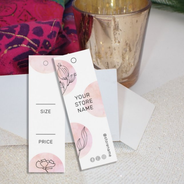 Pink Watercolor Floral Social Media Hang Preis-Tag (Von Creator hochgeladen)