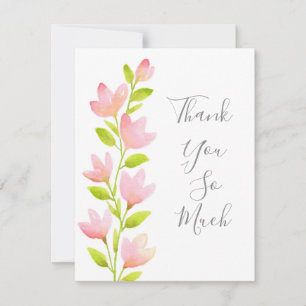 Pink Watercolor Floral Steak Dankeskarte