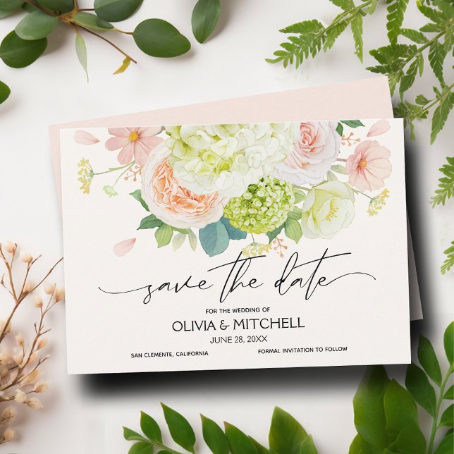 Pink Watercolor Florals Hochzeit Save The Date (Von Creator hochgeladen)