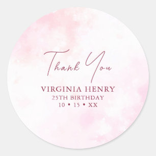 Pink Watercolor Geburtstag Runder Aufkleber