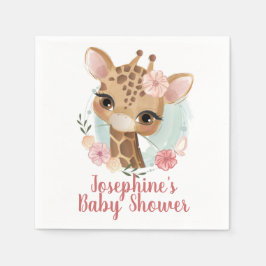 Pink Watercolor Giraffe Kinderdusche Serviette