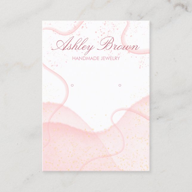 Pink Watercolor Glitzer Ohrring Juwelendisplay Visitenkarte (Vorderseite)