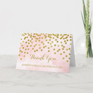 Pink Watercolor Gold Dots Brautparty Vielen Dank Dankeskarte