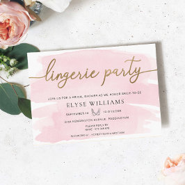 Pink Watercolor Gold Lingerie Party Brautparty Einladung