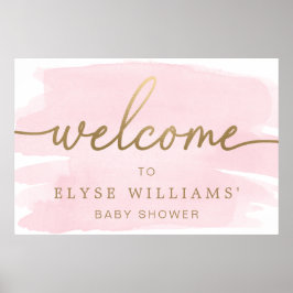 Pink Watercolor Gold Willkommenszeichen Poster