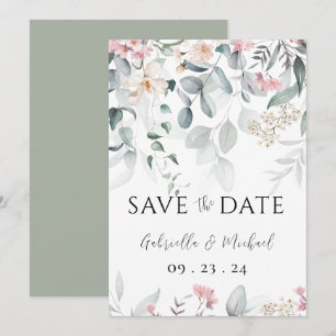 Pink Watercolor Grüne Hochzeit Save The Date
