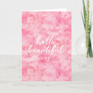 Pink Watercolor Hallo Schönes Herz Karte