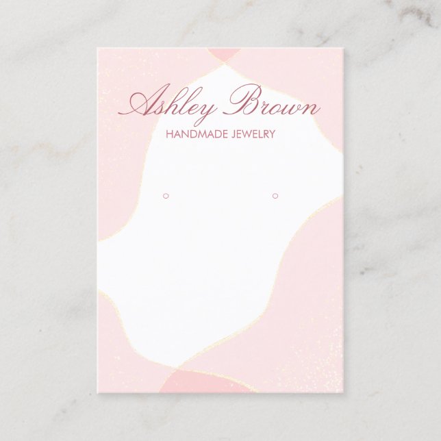 Pink Watercolor Handmade Earring Juwelier Display Visitenkarte (Vorderseite)