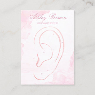 Pink Watercolor Handmade Schmuck Earring Display Visitenkarte