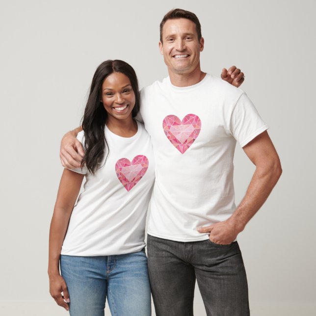 Pink Watercolor Heart Gem Glam Diamond Liebe T-Shirt (Unisex)