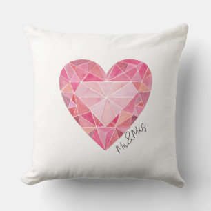 Pink Watercolor Herz Gem Glam Diamond MR&MRS. Chic Kissen
