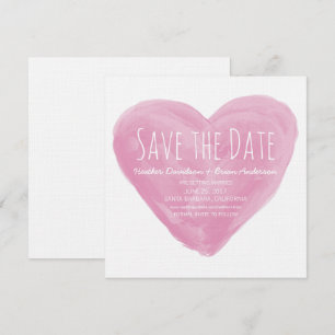 Pink Watercolor Herz Save the Date einladen Einladung