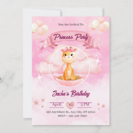 Pink Watercolor Illustrative Princess Einladung